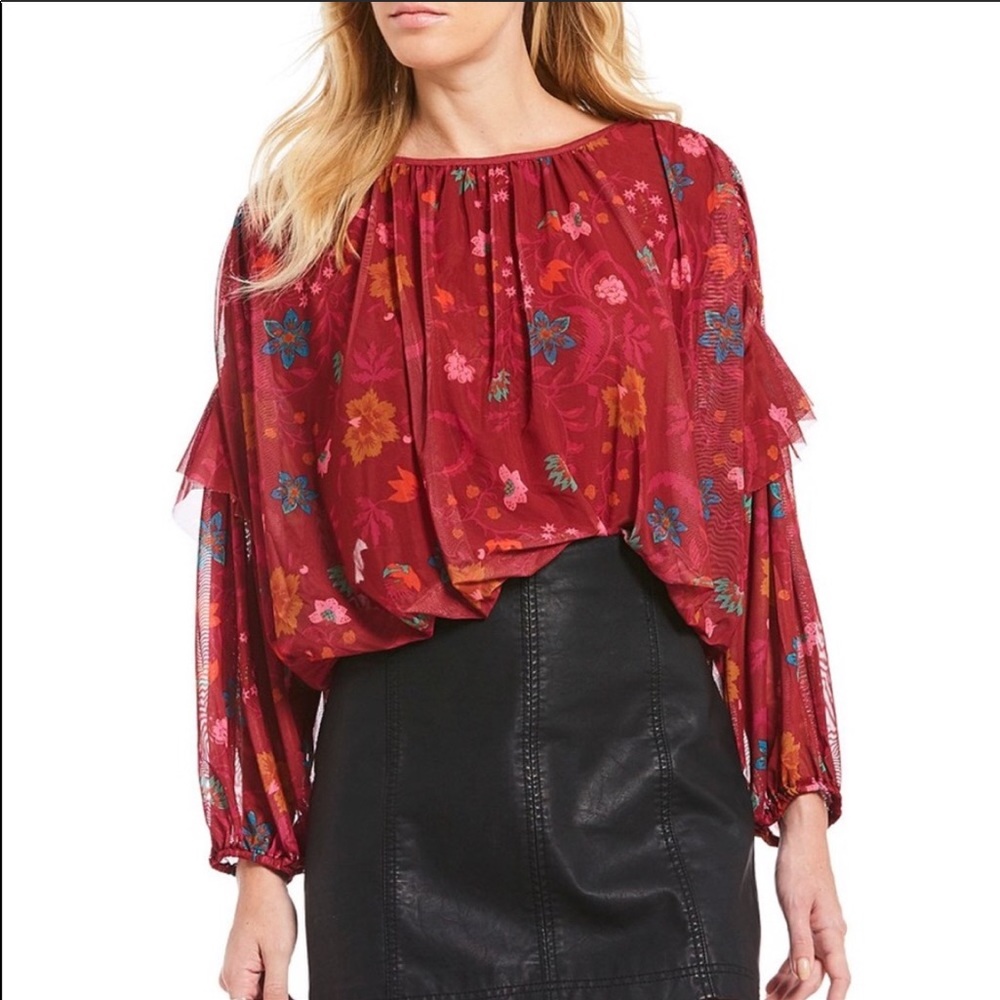 Free People Wildflower Honey Floral Boho Blouse